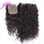 Peruvian Virgin Hair With Closure 4pcs Lot Peruvian Water Wave Hair Bundles with Lace Closures Peruvian Curly Hair With Closure