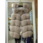 Pink Java QC8046 BIG SALE FREE SHIPPING  hot new  natural fox fur long vest  real fox fur gilet winter high quality women fox 