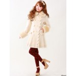 Pink/Beige/Red Women Long Wool Winter Sweet Japanese Styles Cute Back Waist Bow Princess Slim Woolen Female Sweet Overcoat 