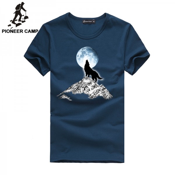 Pioneer Camp 2017 Fashion print wolf pattern casual t-shirt white/black young fashion funny t shirts cotton men clothing