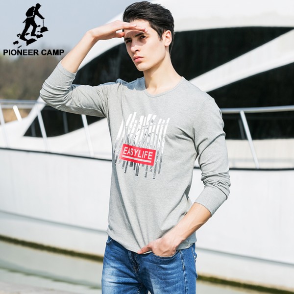 Pioneer Camp 2017 New Autumn Spring Mens Long Sleeve T shirt Brand clothing Men Long-Sleeved T-Shirt Male Printed Tshirt 620031