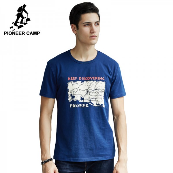 Pioneer Camp 2017 summer new men t shirt print short sleeve 100%cotton mens tshirt breathable men clothing straight tops tee