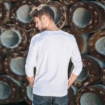 Pioneer Camp Men Long Sleeve T-Shirt V-Neck Cotton White T Shirt Men New Fashion Solid Slim Fit Spandex Tshirts Male 522180