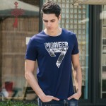 Pioneer Camp New Arrival Summer Men T-shrit Short Sleeve Cotton Tops O-neck Male Tee Plus Size for Big and Tall Dark Blue 655007