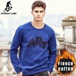 Pioneer Camp New Autumn Winter thick fleece hoodies men blue grey quality 100% cotton male Casual Sweatshirt Wuyou