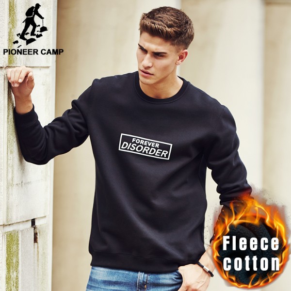 Pioneer Camp brand-clothing printed hoodies men quality male autumn winter fleece warm sweatshirts fashion casual hoodies 677080