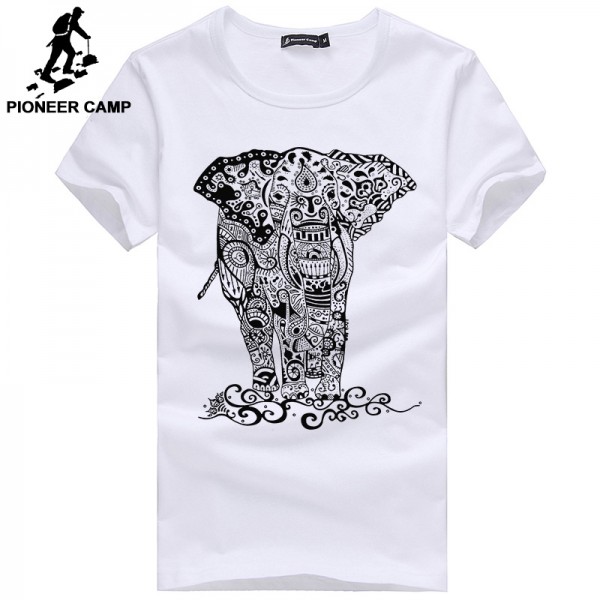 Pioneer Camp free shipping summer new 2017 men t shirt with print elephant  o-neck  straight  adolescent  brand casual man plus