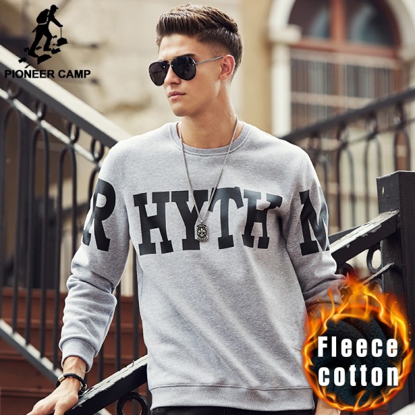 Pioneer Camp letter printed warm hoodies men brand clothing fashion autumn winter male hoodies quality men sweatshirts 699062