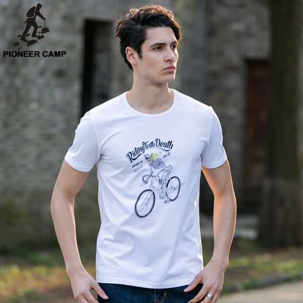 Pioneer Camp new fashion summer mens tshirts casual fitness brand clothing t-shirt men funny T-shirt male top quality 620022