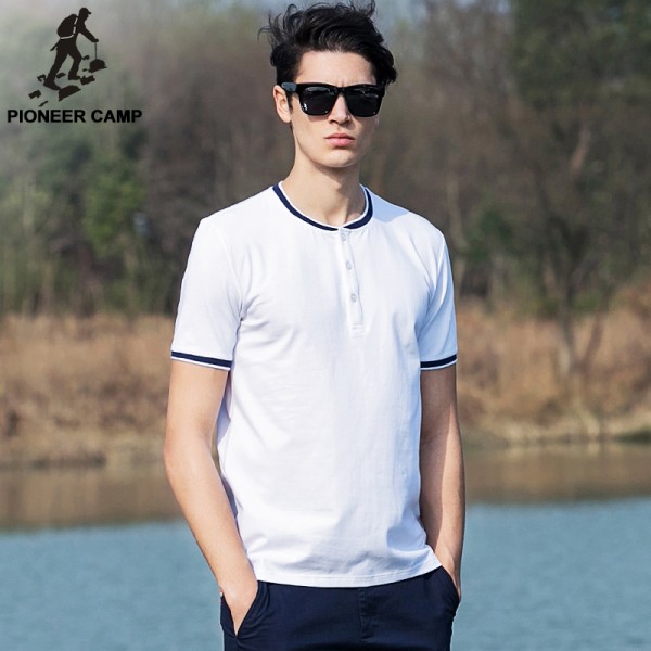 Pioneer Camp.2017 new fashion summer mens t shirt o-neck solid white t-shirt cotton elastic comfortable simple white622043