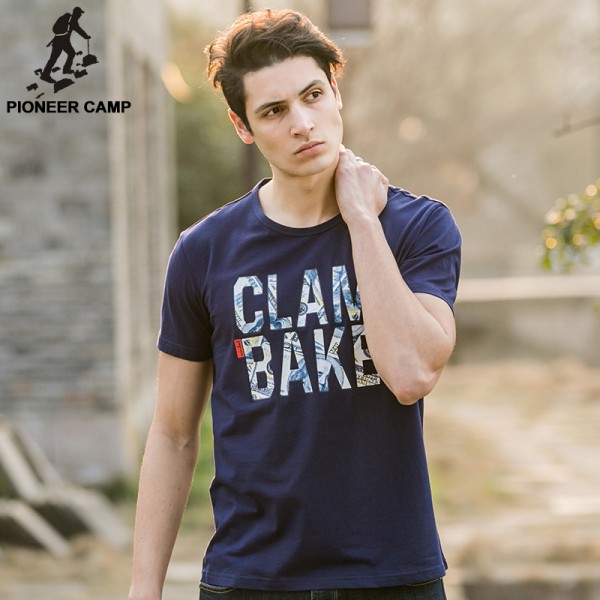 Pioneer Camp.2017 summer new fashion mens t shirt elastic slim fit o-neck comfortable male t-shirt   clothing 655005