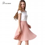 Pleated Skirt Spring/Autumn 2017 European Style Elegant Tulle Pleated Skirt Blue Chiffon Skirt Women's Vintage Pink Midi Skirt