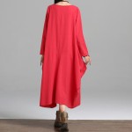 Plus Size Autumn Winter Dresses 2016 New Fashion Women Casual Solid color long-sleeved double Cotton Linen Long Dress Vestidos