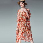 Plus Size Loose Printed Spring Summer Dress Women Oversize Sheer Floral Chiffon Midi Dresses xl to 4xl