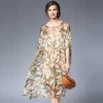 Plus Size Loose Printed Spring Summer Dress Women Oversize Sheer Floral Chiffon Midi Dresses xl to 4xl