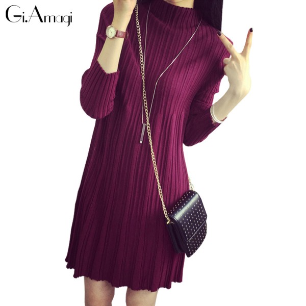 Plus Size Loose vestidos 2016 sale women dress cosy Slim o-neck long sleeve knitted Spring Summer dress Vestido de festa