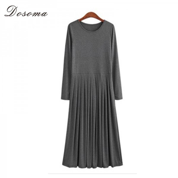 Plus Size Spring/Autumn Women's Dresses 2016 Full Sleeve Long Dress European Style Bottoming Dress Fashion Casual T-shirt  Dress