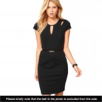 Plus Size Summer Casual Solid Color Back Zipper Short Sleeve Hollow Out Women Business Sheath Bodycon Dress Wear To Work E593