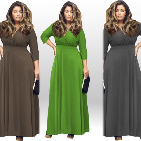 Plus Size Women Autumn Winter Dress Big Size Casual Sexy Party Dress Vestidos V-Neck Loose Long Dresses Lady Large size Clothing