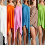 Plus Size Women Clothing Fashion Loose Irregular Sexy Slash Neck Bat Sleeve Plus Size Poncho Mini Party Dresses 3XL MK8187