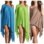 Plus Size Women Clothing Fashion Loose Irregular Sexy Slash Neck Bat Sleeve Plus Size Poncho Mini Party Dresses 3XL MK8187