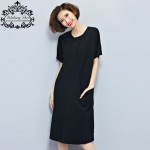 Plus Size Women Dress Summer Style T-Shirt Cotton Solid Print Long Tops Casual Female Elastic T Shirt Large Size Black Dresses