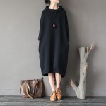 Plus Size Women Hoodies & Sweatshirts Spring Fall Warm Cotton Fashion Female Black Grey Big Size Casual Turtleneck Loose Dress