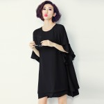 Plus Size Women T-Shirt Chiffon Solid Summer Style Female T-Shirt Elegant Casual Fashion Tops Black Sweet Show Thin Tops&Tees