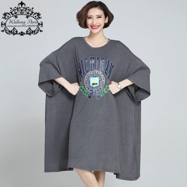 Plus Size Women T-Shirt Summer Cotton Pattern Print Oversize Tops Casual Fashion Female Tshirt Dress Batwing Sleeve Big Size 6XL