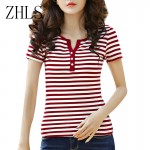 Plus Size Women T-shirt New 2016 Summer Fashion Casual Striped short Sleeve t shirt Ladies' elegant black white Shirt Tops