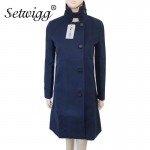 Plus Size Women Winter Overcoats 2016 Solid  Imitation Woolen Stand Collar Single Breasted Long Outerwear Trench Coat Casacos