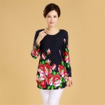 Plus Size XL-5XL Women T Shirt Fashion Flowers Print Long Sleeve T-shirt 2015 New T Shirts Female Loose Casual Tops Tide 31669