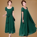 Plus size M-4XL Summer Dress 2017 New Women's Chiffon Dress Loose Slimmer Flouncing Full Dress Free shipping