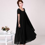 Plus size M-4XL Summer Dress 2017 New Women's Chiffon Dress Loose Slimmer Flouncing Full Dress Free shipping