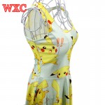 Pokemon A Line Dress Pikachu Girls Sweet Kawaii Dresses Anime Yellow Cartoon Casaul Summer Skater Dress Cute WXC