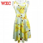 Pokemon A Line Dress Pikachu Girls Sweet Kawaii Dresses Anime Yellow Cartoon Casaul Summer Skater Dress Cute WXC