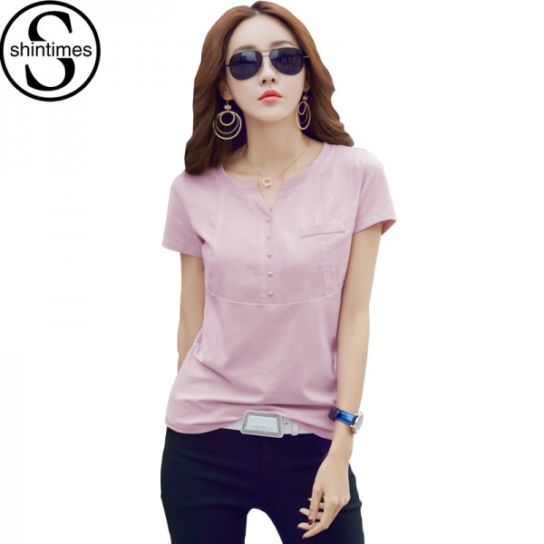 Poleras De Mujer Pink T Shirt Women Summer 2017 Tops Short Sleeve T-Shirt Korean Plus Size Womens Clothing 3xl Tee Shirt Femme