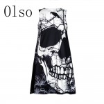 Polyester/Spandex Black Dress 3D Skull Printed 2017 Summer Women Dress O neck Vintage Knitted Dress Loose Plus Size Casual Dress