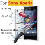 Premium 0.26mm  9H Tempered Glass Film Explosion Proof Screen Protector For Sony Xperia Z Z1 Z2 Z3 Z4 Z5 + Cleaning Kit