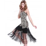 PrettyGuide  Women 1920s Sequin Paisley Sexy Tassels Hem Overlay Midi Flapper Party Dress Vintage Party Dress