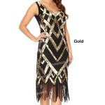 PrettyGuide Women 1920's Vintage Beads Sequin Crisscross Fringe Hem Cocktail Flapper Dress Roaring 20s Plus Size Gatsby Dress