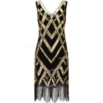 PrettyGuide Women 1920's Vintage Beads Sequin Crisscross Fringe Hem Cocktail Flapper Dress Roaring 20s Plus Size Gatsby Dress