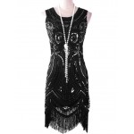 PrettyGuide Women 1920s Great Gatsby Inspired Vintage Beads Sequin Art Deco Paisley Flapper Party Dress