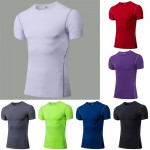 Pro Solid Colors T-shirts Men Compression Shirt Short Sleeve Bodybuilding Stretch Quick Dry Keep Fit Style Clothing Tops Male