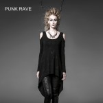 Punk Rave Gothic Summer Rock Black  Visual Kei Womens fashion Long Cardigan Tee Shirt Top free size PT025