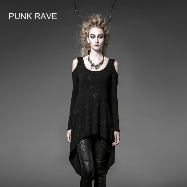 Punk Rave Gothic Summer Rock Black  Visual Kei Womens fashion Long Cardigan Tee Shirt Top free size PT025