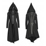 Punk Rave Women Hooded Coat Black Goth Cosplay Cyber Steampunk Witch Long Jacket Y611 S M L