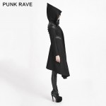 Punk Rave Women Hooded Coat Black Goth Cosplay Cyber Steampunk Witch Long Jacket Y611 S M L