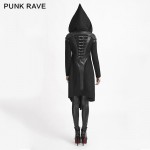 Punk Rave Women Hooded Coat Black Goth Cosplay Cyber Steampunk Witch Long Jacket Y611 S M L