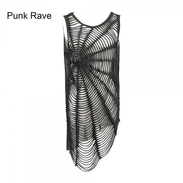 Punk Rave Womens Rock Top Shirt Vest with Spider Visual Kei Casual harajuku emo Summer Style